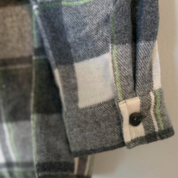 boys size L (10/12) TMNT Teenage Mutant Ninja TURTLES plaid flannel gray button - Picture 7 of 7